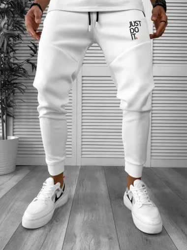 Pantaloni de trening alb cu mic defect DEF750 D4-5.2